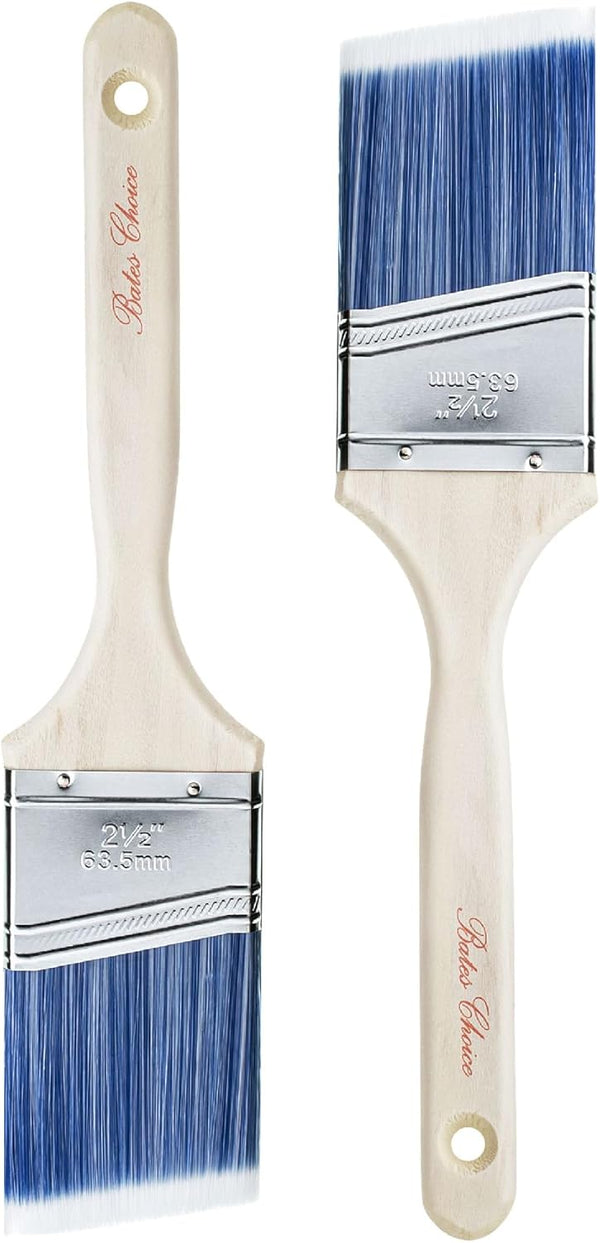 Bates Paint Brushes, 2.5 inches, 2 Pack Angle Brushes for Walls, Stain, Furniture Painting