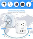 LENCENT Germany France Travel Power Adapter, Schuko Type E/F Plug Converter with 4 Outlet, 4 USB Charger (2 Type C).