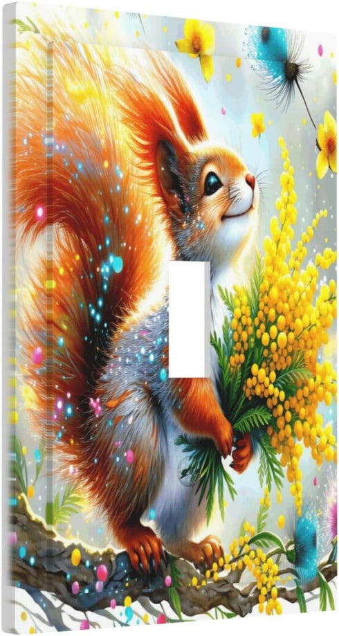 Sturin 1 3X5 Colorful Squirrel Wall Plate Light Switch Cover Gang Single Toggle Toggle Switch Art Plates
