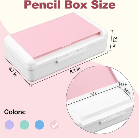 Double Layer Pencil Box, Large Capacity Plastic Case with Snap-tight Lid for Office School Supplies