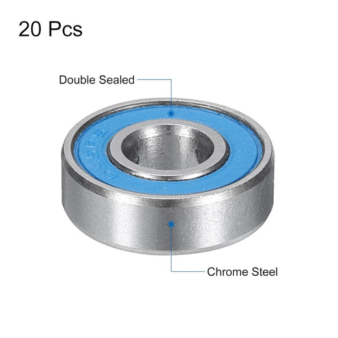 uxcell 20pcs 695-2RS Miniature Deep Groove Ball Bearings, 5x13x4mm Double Sealed Bearings for Electric Motor