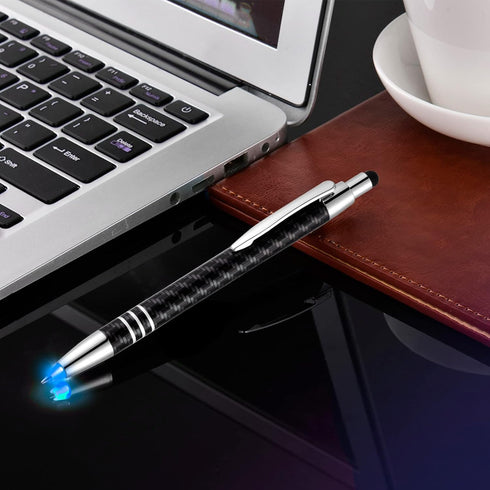 Glovion 3-in-1 Lighted Tip Pen with Stylus, LED Penlight, Ballpoint Pen for Writing in the Dark, Pack of 3, Blue Light