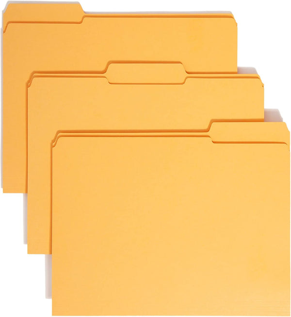 Smead File Folder, Goldenrod, Letter Size, Reinforced 1/3-Cut Tab, 100 per Box (12234)