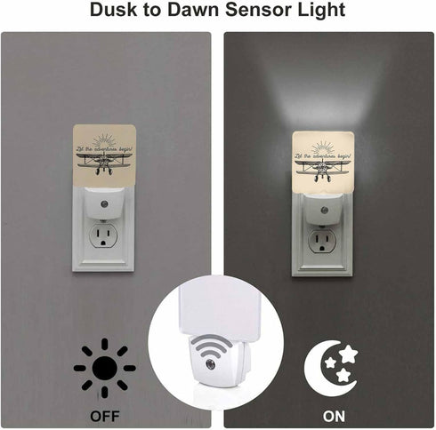 Chrobak LED Night Light,Vintage Retro Airplane LED Night Light Plug into Wall with Dusk to Dawn Light Sensor White