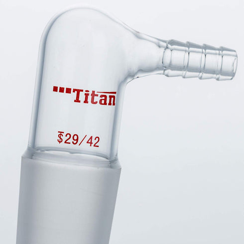 Glass 90 Degree Vacuum/Gas Adapter, Borosilicate Glass Bent Inlet Adapter with 29/42 Inner Joint and Hose for Laboratory Lab Supply