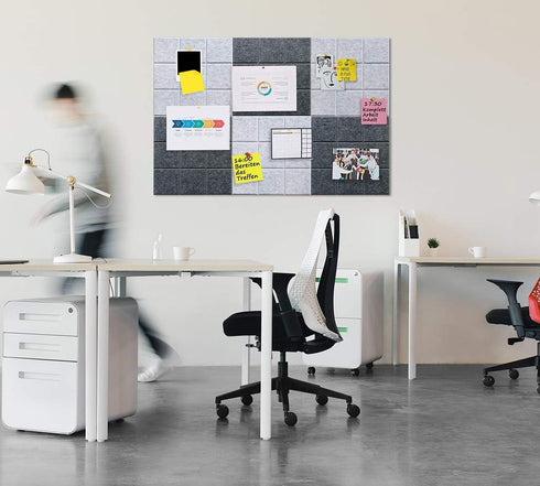 Large 11.8"x11.8" Felt Board Tiles for Wall, 30 Push Pins, Pack of 6 Pin Board Notice Boards for Home Office