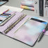 Purple PU Leather Budget Binder Cover for A5 6-Ring Money Organizer, Refillable with Card Pockets