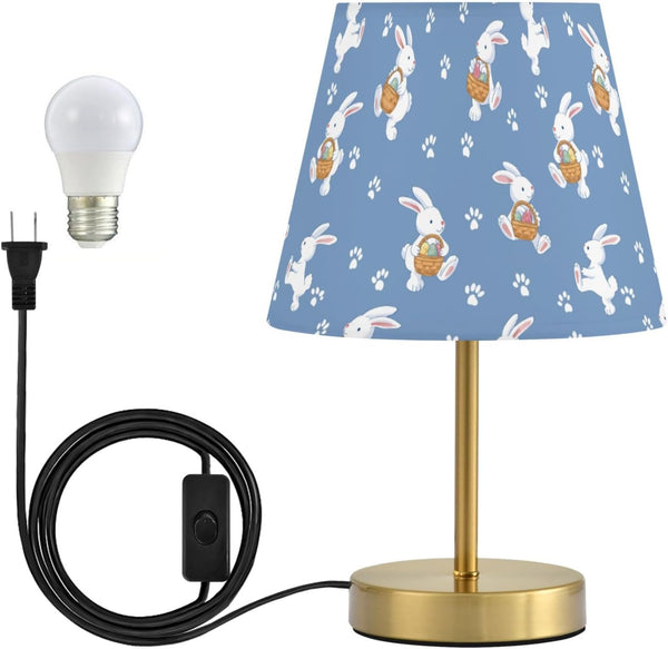 ALAZA Table Lamp for Bedroom Nightstand Easter Bunny Blue Bedside Lamp with