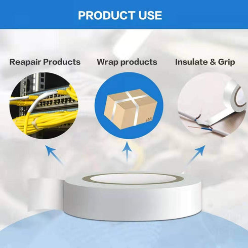 Wapodeai 3PCS White Electrical Tape, Premium Waterproof, Flame Retardant, High Temperature Resistance, 0.62 in X 49 ft