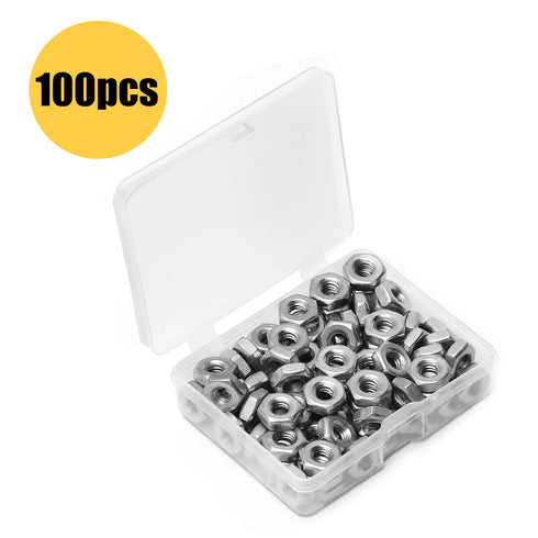 Mriuuod 100pcs #8-32 11/32" 1/8" 304 8-32 Hex Nuts, Width, Height, Stainless Steel, Hex Drive, UNC Small Nuts