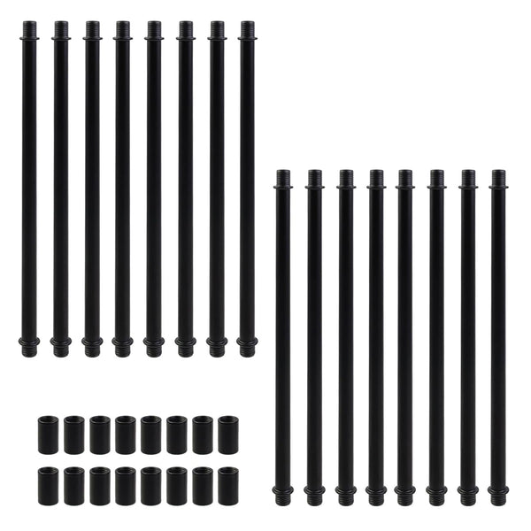 Oedema 16 Sets M10 Iron Lamp Rod Straight Pipe Lamp Kit with Connector