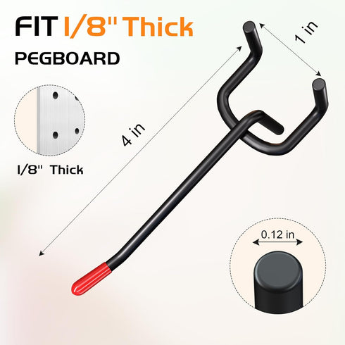 4in Pegboard Hooks, 50 Pcs for Hanging - Organizer Accessories for New Metal Peg Board Storage Tool
