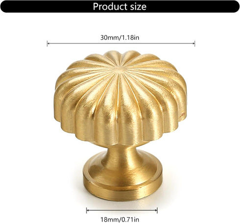 COOLHOOD 2Pcs Drawer Pulls Brass Dressers Knob Cupboard Handle Modern Furniture Handle Round Stripe Bedside Cabinet