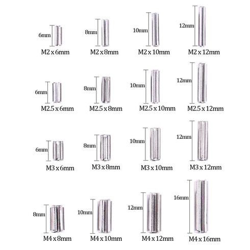 180Pcs M2 M2.5 M3 M4 Slotted Spring Pin Assortment Kit - 304 Stainless Steel Split Spring Dowel Tension Roll Pins