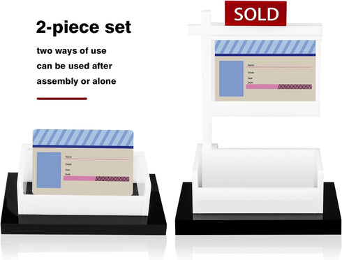 Real Estate Business Card Holder, Display Sold Sign for Realtor Business, Desktop Card Storage for Office Reception