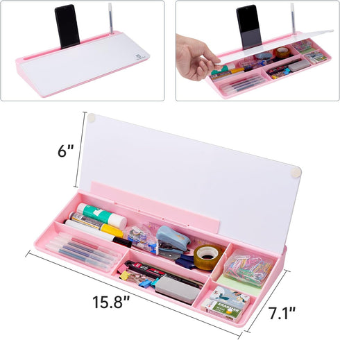 TSJ OFFICE Desktop Whiteboard Dry-Erase Board with Drawer, Computer Keyboard Stand, Desk Organizers for Office & Home