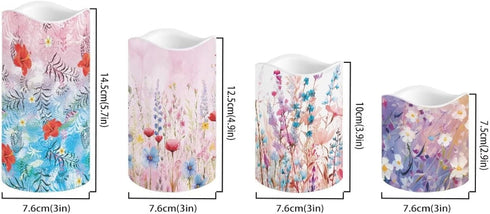 Sets Set,Beautiful Ystardream Candle for Women Gift Elegant Flower Flickering Flameless Candles Unity Candles