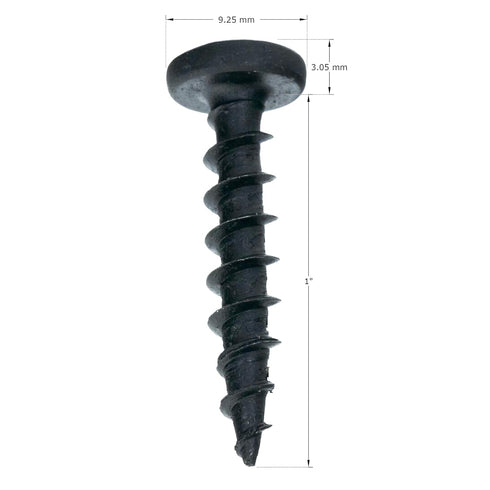 100 Pack Rok Hardware #10 x 1 Coarse Deep Thread Pan Head Screws - Black Phosphate Wood MDF