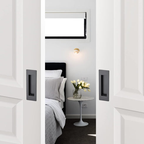 Ravinte 4 Pack Black Flush Pulls, 5.9in Length Sliding Closet Door Handles, Recessed Finger Pulls, Stainless Steel