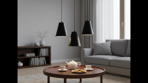 Aspen Creative 21603-11,Replacement Black,6"W 6-1/2"H,Center 1-5/8" Cone Metal Shade for Pendant Light,Matte x Hole