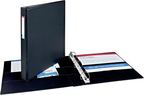 Avery 1" Durable 3 Ring Binder, One Touch EZD Rings, Label Holder, Black Binder (08302)