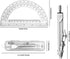 Tdfronien Set, 6 Inch 180 Students Geometry Math Drawing Compass and Transparent Swing arm Protractor Degree Math