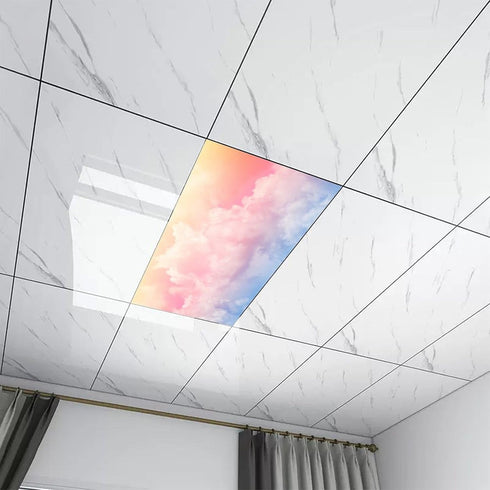 Sunnyhut 2 Pack School,4 2 Fluorescent Light Cover for Ceiling Light - Colorful Clouds Magnetic Light Covers Classroom