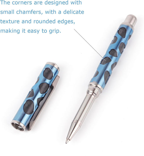Titanium Ballpoint Writing Pen, Refillable EDC Pen with Clip
