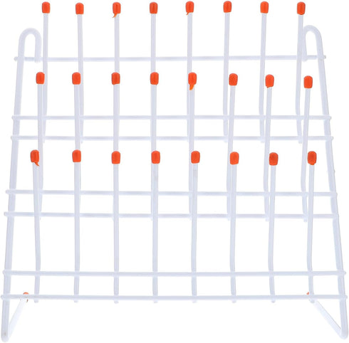 TEHAUX Metal Test Tube Drying Rack, White, 30x30cm, Portable Lab Drying Equipment for School Laboratory Utensil