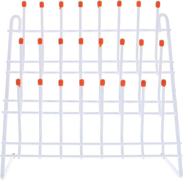 TEHAUX Metal Test Tube Drying Rack, White, 30x30cm, Portable Lab Drying Equipment for School Laboratory Utensil