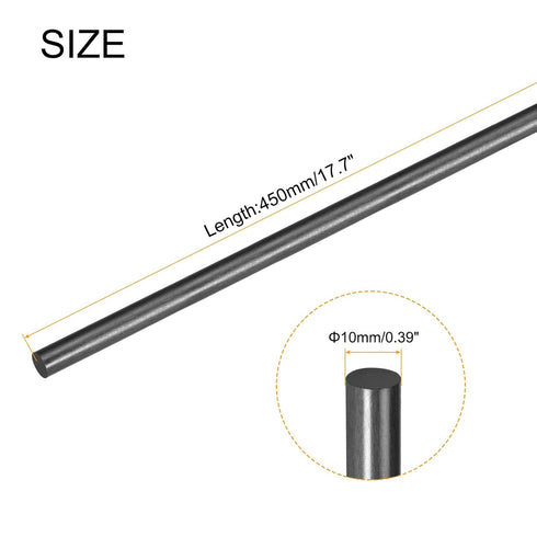 MECCANIXITY Carbon Fiber Rod, 10mm x 450mm for RC Plane DIY Tool Wing Tube Quadcopter Arm, Pack of 2