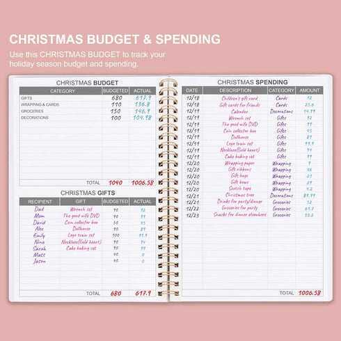 Budget Planner - Monthly Finance Organizer with Expense Tracker Notebook, A5, Rose, 1 Year Use