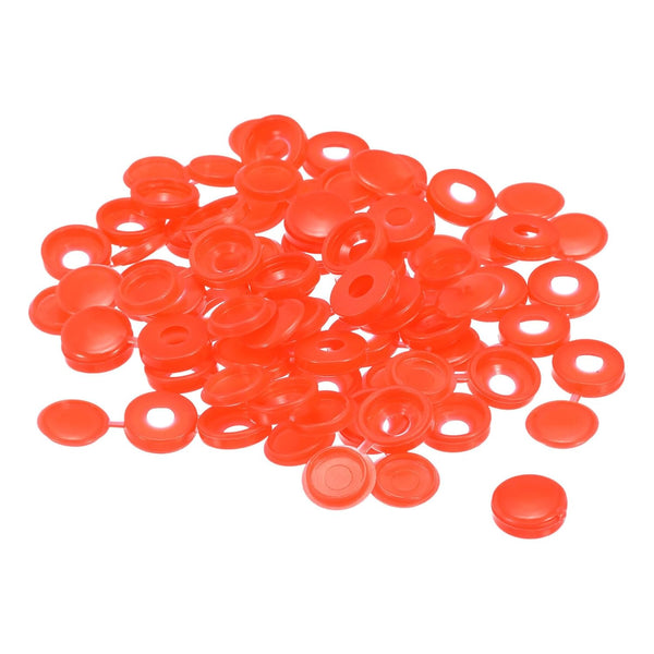 uxcell 100Pcs 5mm Red Hinged Screw Cover Caps, Plastic Flip Screw Protection for M3 M4 M5 Screws