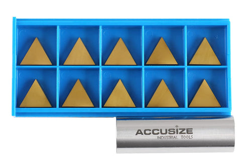 Accusize Industrial Tools Tpg322 Tin Coated Carbide Inserts, 10 Pcs/Box