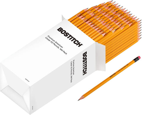Bostitch Office Premium #2 Pencils, Pre-Sharpened American Cedar Wood, HB Graphite, 144-Pack