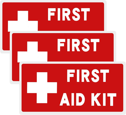 Ymapinc 3Pcs Medical Stickers, Self Adhesive Waterproof First Aid Sign Sticker Emergency Decals