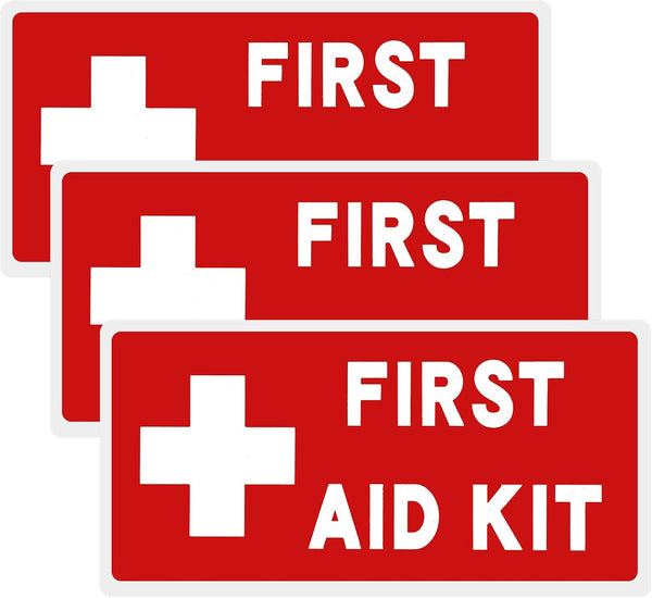 Ymapinc 3Pcs Medical Stickers, Self Adhesive Waterproof First Aid Sign Sticker Emergency Decals