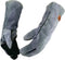 14 Inches Leather Forge Welding Gloves, Heat/Fire Resistant Mitts for BBQ, Oven, Grill, Fireplace, Black-gray