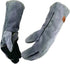 14 Inches Leather Forge Welding Gloves, Heat/Fire Resistant Mitts for BBQ, Oven, Grill, Fireplace, Black-gray