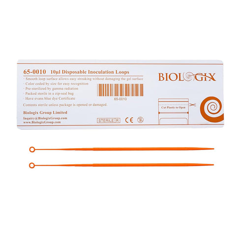 Biologix 25Pcs 1ul Disposable Inoculating Loop, Gamma Sterile Plastic Sampling Rod for Cell Biology and Scientific Lab