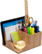 MobileVision Bamboo Multi-Function Desktop Organizer - Store Notepads, Folders, Paperclips, Business Cards & More