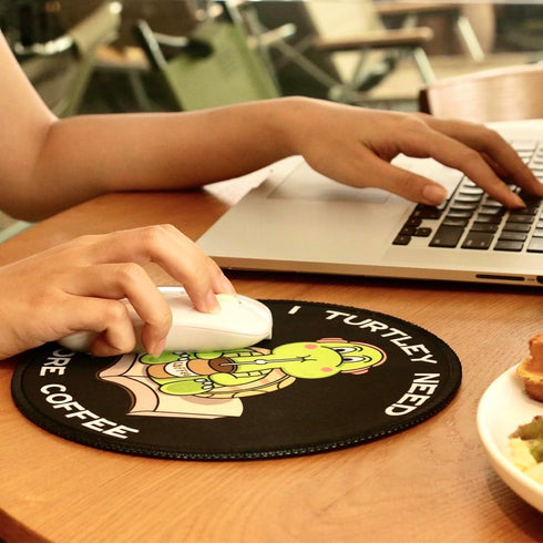 Cute Funny Turtle Mouse Pad, Mini Round Mousepad with Non-Slip Rubber Base for Desk Accessories Laptop Gaming Office
