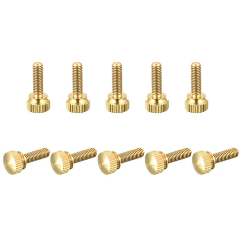 uxcell 10Pcs Knurled Thumb Screws, M5x16mm Brass Shoulder Bolts Fasteners for PC, Electronic, Mechanical
