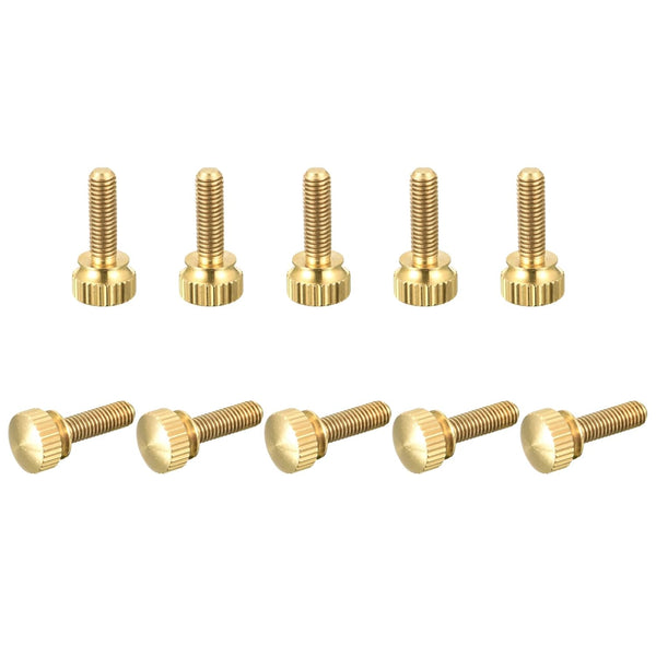 uxcell 10Pcs Knurled Thumb Screws, M5x16mm Brass Shoulder Bolts Fasteners for PC, Electronic, Mechanical