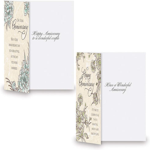 Expressions of Faith Anniversary Cards - Set of 8 (4 Designs), Large 5" x 7" Religious Wedding Cards with Bible Verse