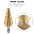 Aleric Step Drill Bit Set, Titanium Coated, High Speed Steel Cone Bits for Sheet Metal Hole Drilling, 3pcs