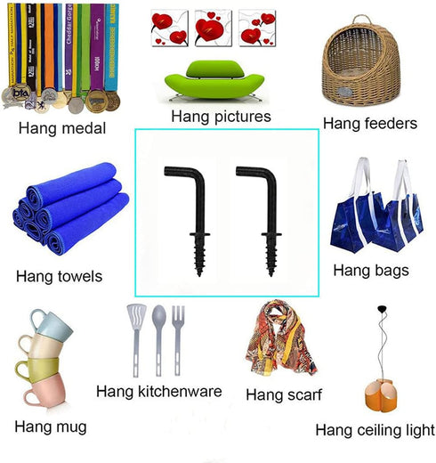 100 Pcs 1/2" Black Small L Shaped Right Angle Square Bend Jewelry Hooks