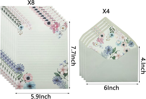 SCStyle Stationary Paper and Envelopes Set, 48 Sheets Writing Paper 5.9X7.7Inch + 24 Pcs A6 Cute Envelopes with
