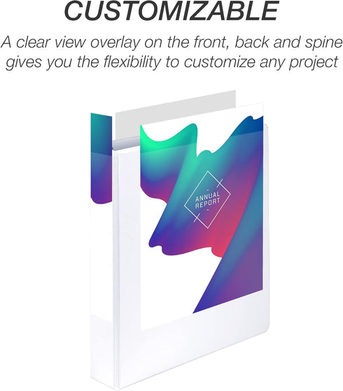 Samsill 1.5 Inch Economy 3 Ring Binder, Made in The USA, Customizable Clear View Cover, White, 12 Pack (MP128557)