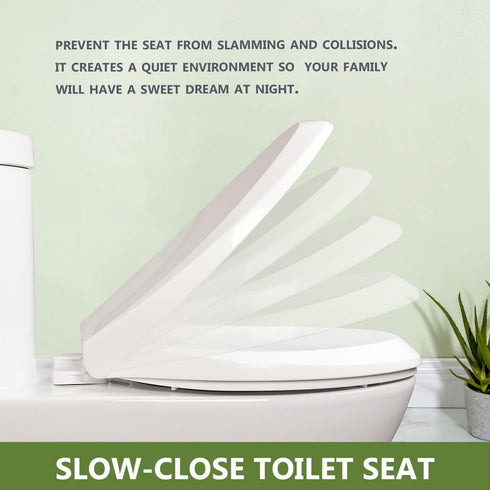WSSROGY Elongated Toilet Seat with Toddler Seat Built In, Slow Close, Fits both Adult and Child, Potty Training Seat
